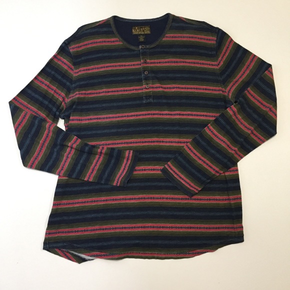 Lucky Brand Other - Lucky Brand Mens XL Henley Shirt Blue Pink Green Lucky Brand Other - Lucky Brand Mens XL Henley Shirt Blue Pink Green